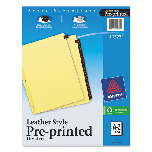 Preprinted Red Leather Tab Dividers W-clear Reinforced Edge, 25-tab, Ltr