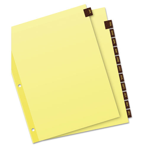 Preprinted Red Leather Tab Dividers W-clear Reinforced Edge, 12-tab, Ltr