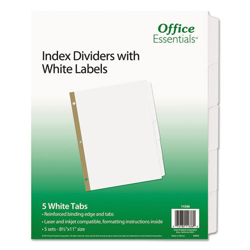 Index Dividers With White Labels, 8-tab, 11.5 X 9.75, White, 25 Sets