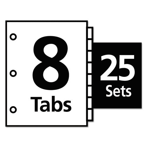 Index Dividers With White Labels, 8-tab, 11.5 X 9.75, White, 25 Sets