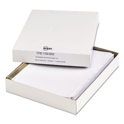 Index Dividers With White Labels, 8-tab, 11.5 X 9.75, White, 25 Sets