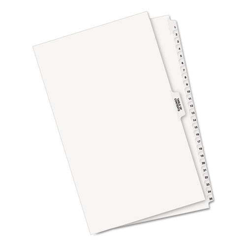 Preprinted Legal Exhibit Side Tab Index Dividers, Avery Style, 26-tab, 1 To 25, 14 X 8.5, White, 1 Set