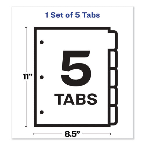 Print And Apply Index Maker Clear Label Dividers, 5 Color Tabs, Letter