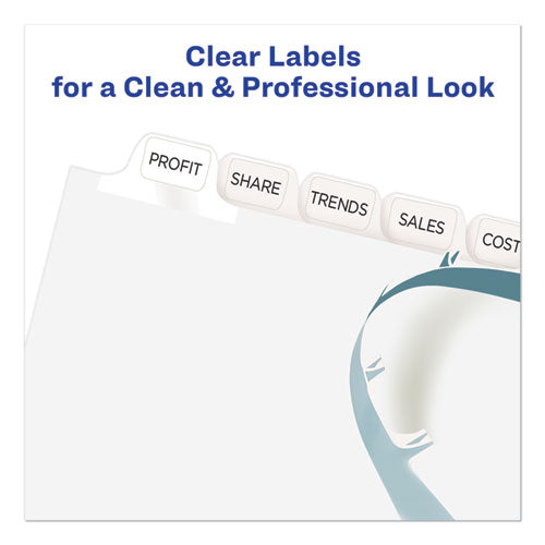 Print And Apply Index Maker Clear Label Dividers, 12 White Tabs, Letter