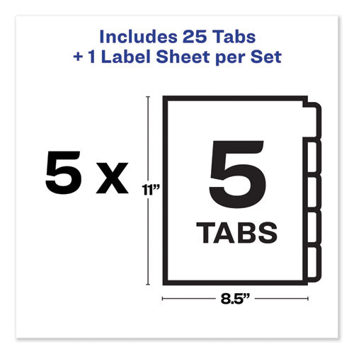 Print And Apply Index Maker Clear Label Unpunched Dividers, 5tab, Letter, 5 Sets