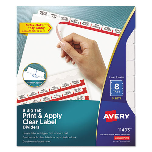 Print And Apply Index Maker Clear Label Dividers, 3 White Tabs, Letter, 25 Sets