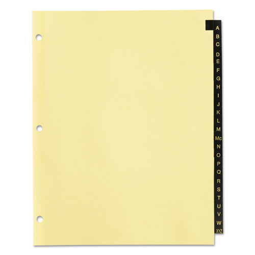 Preprinted Black Leather Tab Dividers, 25-tab, Letter
