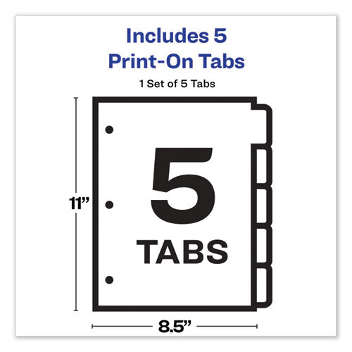 Customizable Print-on Dividers, 5-tab, Letter