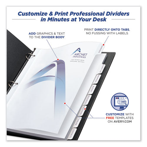 Customizable Print-on Dividers, 8-tab, Letter, 5 Sets