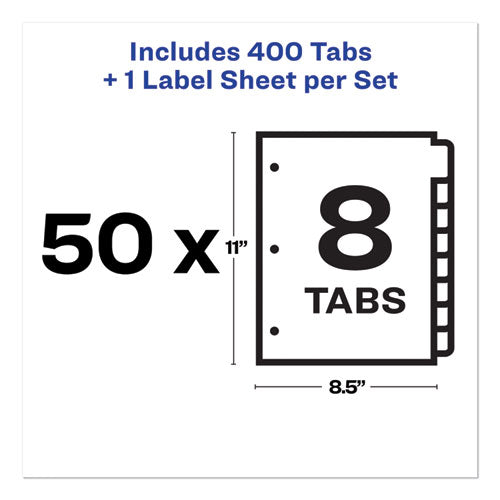 Print And Apply Index Maker Clear Label Dividers, 8 White Tabs, Letter, 50 Sets