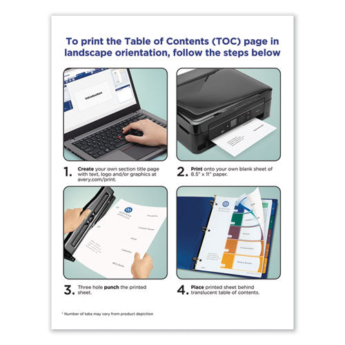 Customizable Table Of Contents Ready Index Dividers With Multicolor Tabs, 15-tab, 1 To 15, 11 X 8.5, Translucent, 1 Set