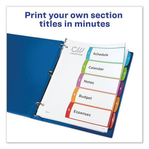 Customizable Toc Ready Index Multicolor Dividers, 1-5, Letter