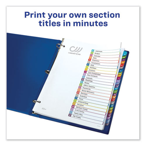 Customizable Toc Ready Index Multicolor Dividers, A-z, Letter