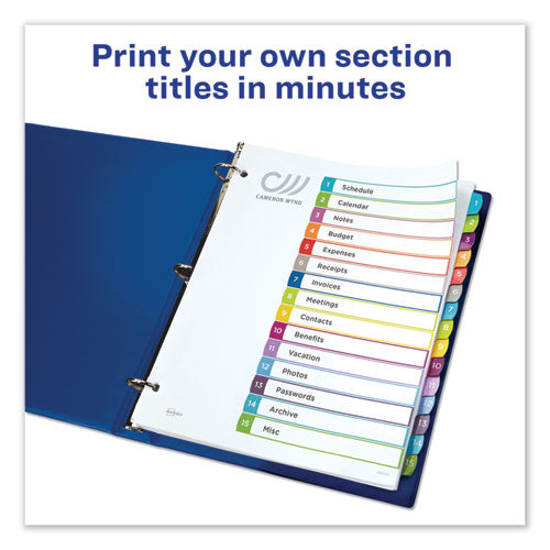 Customizable Toc Ready Index Multicolor Dividers, 1-15, Letter