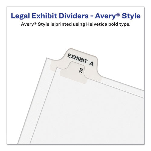 Preprinted Legal Exhibit Side Tab Index Dividers, Avery Style, 25-tab, Table Of Contents, 11 X 8.5, White, 25-pack