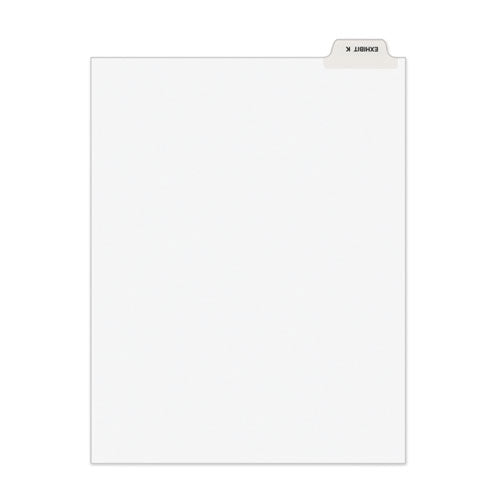Avery-style Preprinted Legal Bottom Tab Divider, Exhibit K, Letter, White, 25-pk