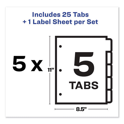 Print And Apply Index Maker Clear Label Dividers, 5 Color Tabs, Letter, 5 Sets