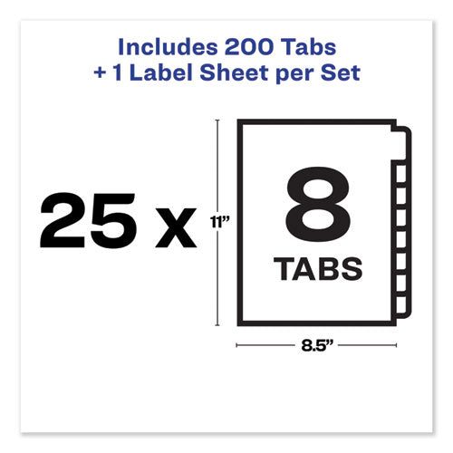 Print And Apply Index Maker Clear Label Unpunched Dividers, 8-tab, Ltr, 25 Sets
