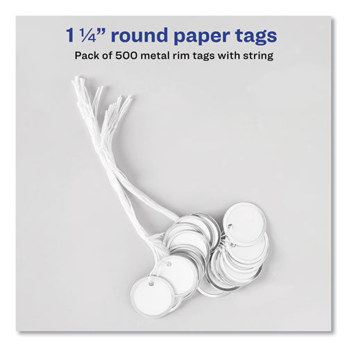 Heavyweight Stock Metal Rim Tags, 1 1-4 Dia, White, 500-box