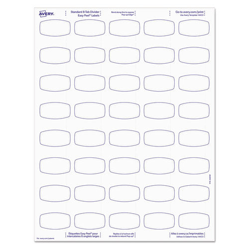 Big Tab Printable White Label Tab Dividers, 8-tab, Letter, 20 Per Pack