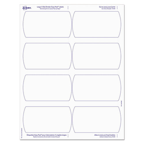 Big Tab Printable Large White Label Tab Dividers, 5-tab, Letter, 20 Per Pack