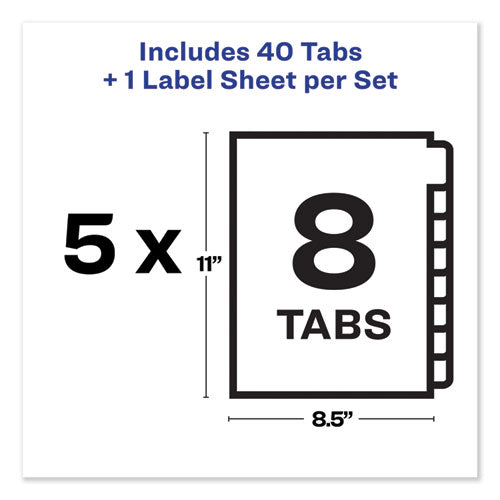 Print And Apply Index Maker Clear Label Unpunched Dividers With Printable Label Strip, 8-tab, 11 X 8.5, Clear, 5 Sets