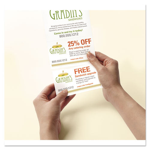 Door Hanger With Tear-away Cards, 97 Bright, 65lb, 4.25 X 11, White, 2 Hangers-sheet, 40 Sheets-pack
