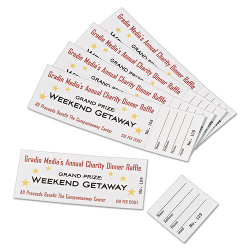Printable Tickets W-tear-away Stubs, 97 Bright, 65lb, 8.5 X 11, White, 10 Tickets-sheet, 20 Sheets-pack