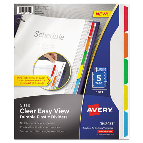Clear Easy View Plastic Dividers With Multicolored Tabs And Sheet Protector, 8-tab, 11 X 8.5, Clear, 1 Set