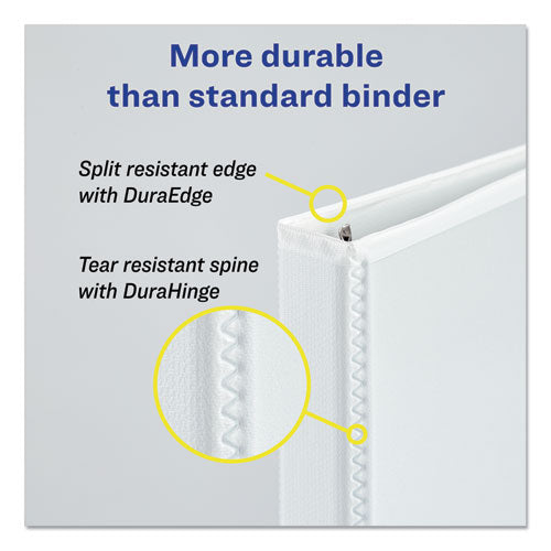 Durable View Binder With Durahinge And Slant Rings, 3 Rings, 1" Capacity, 11 X 8.5, White, 4-pack