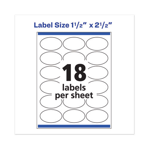 Oval Labels W- Sure Feed & Easy Peel, 1 1-2 X 2 1-2, Glossy White, 180-pack