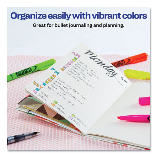 Hi-liter Pen-style Highlighters, Chisel Tip, Fluorescent Yellow, Dozen