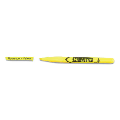 Hi-liter Pen-style Highlighters, Chisel Tip, Fluorescent Yellow, Dozen