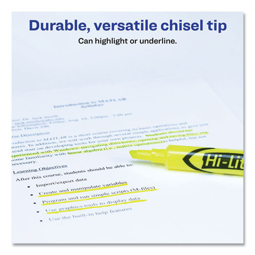 Hi-liter Desk-style Highlighters, Chisel Tip, Fluorescent Yellow, Dozen
