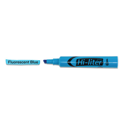 Hi-liter Desk-style Highlighters, Chisel Tip, Fluorescent Blue, Dozen