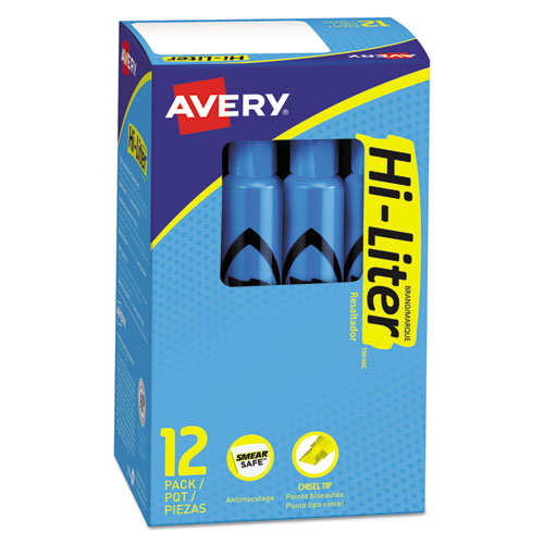 Hi-liter Desk-style Highlighters, Chisel Tip, Fluorescent Blue, Dozen