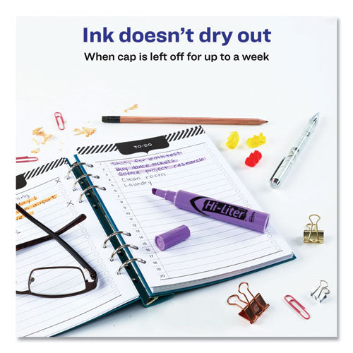Hi-liter Desk-style Highlighters, Chisel Tip, Fluorescent Purple, Dozen