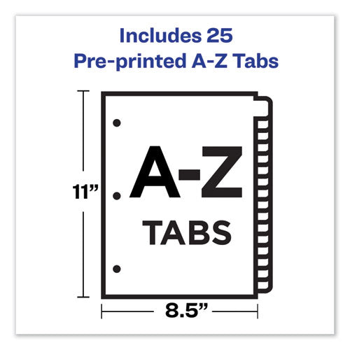 Preprinted Laminated Tab Dividers W-copper Reinforced Holes, 25-tab, Letter
