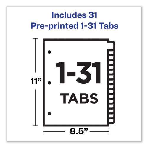Preprinted Laminated Tab Dividers W-copper Reinforced Holes, 31-tab, Letter