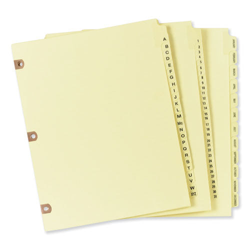 Preprinted Laminated Tab Dividers W-copper Reinforced Holes, 12-tab, Letter