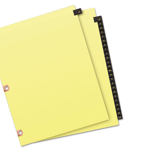 Preprinted Black Leather Tab Dividers W-copper Reinforced Holes, 25-tab, Letter