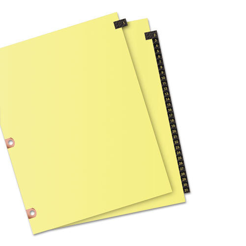 Preprinted Black Leather Tab Dividers W-copper Reinforced Holes, 31-tab, Letter