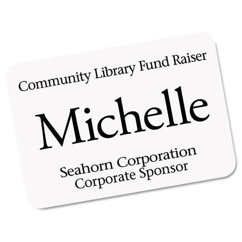 Ecofriendly Adhesive Name Badge Labels, 3.38 X 2.33, White, 160-box