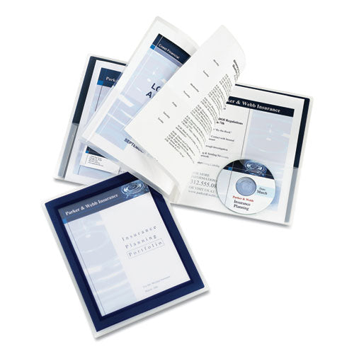 Flexi-view Six-pocket Polypropylene Organizer, 150-sheet Cap., Translucent-navy