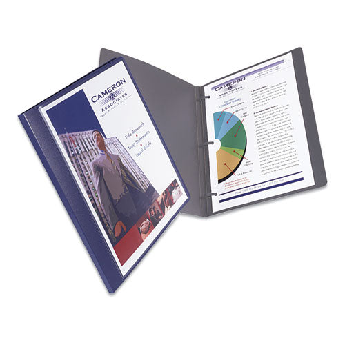 Lay Flat View Report Cover W-flexible Fastener, Letter, 1-2" Cap, Clear-blue