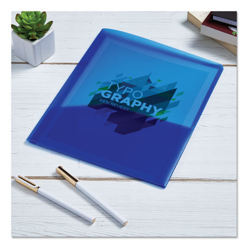 Plastic Two-pocket Folder, 20-sheet Capacity, Translucent Blue