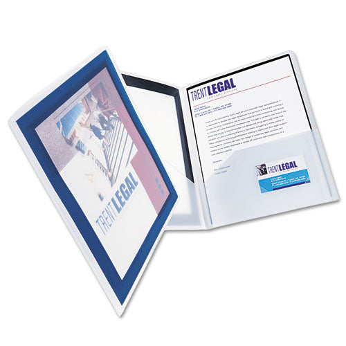 Flexi-view Two-pocket Polypropylene Folder, Translucent-navy, 2-pack