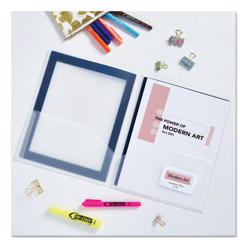 Flexi-view Two-pocket Polypropylene Folder, Translucent-navy, 2-pack