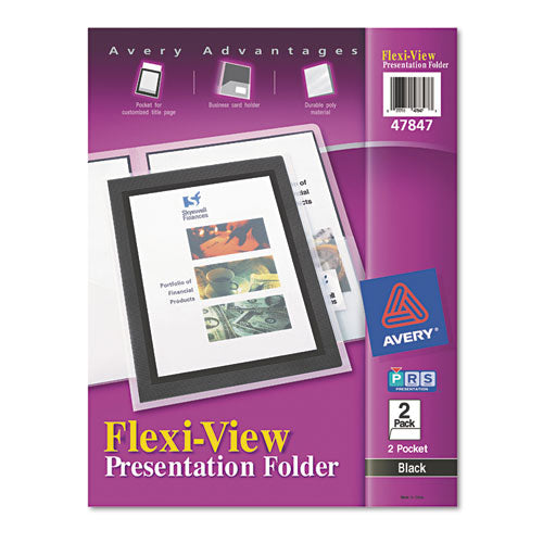 Flexi-view Two-pocket Polypropylene Folder, Translucent-black, 2-pack