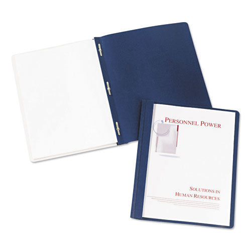 Durable Clear Front Report Cover W-prong Fasteners, 1-8" Cap, Clear-blue, 25-box
